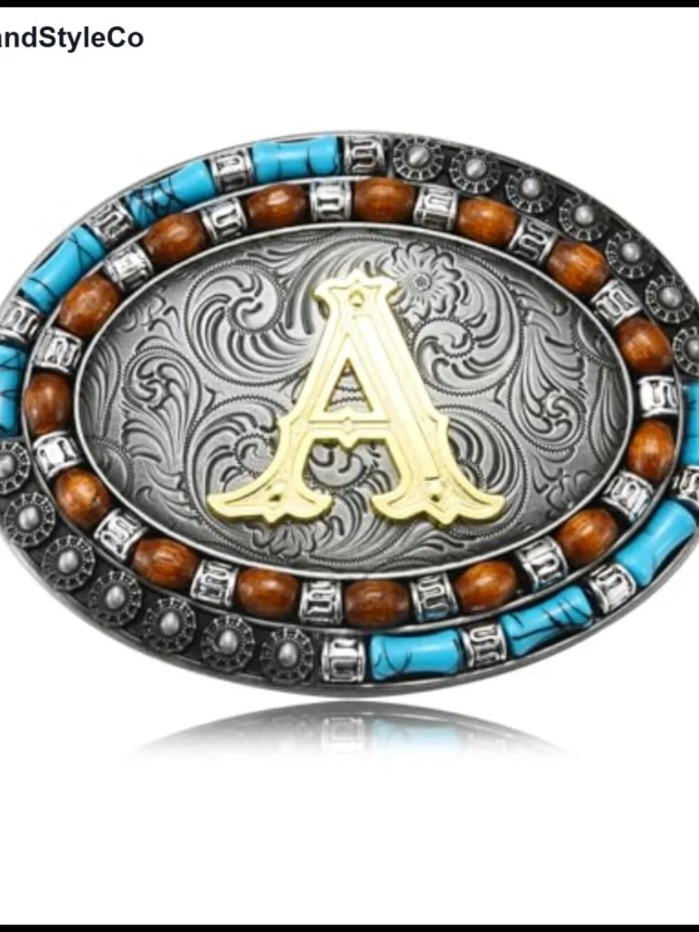 Western Initial Letter Belt Buckle, Native American Turquoise Zinc Alloy Jeans